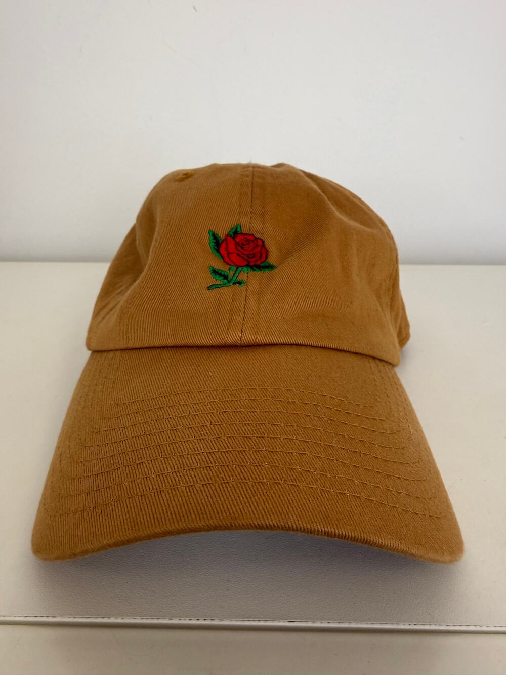 Kbethos Classic Womens Embroidered Red Rose Adjustable Y2K Tan Baseball Cap Hat